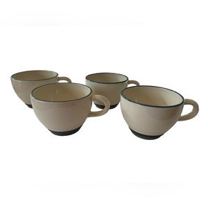 Set of 4 Pfaltzgraff OCEAN BREEZE Tea Coffee Cups Blue/Teal/Green on White EUC